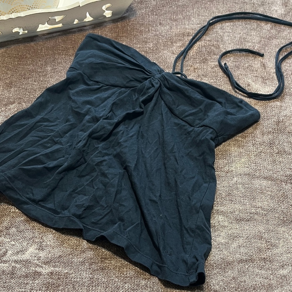 American Eagle Black Strapless Halter Top — Size XS